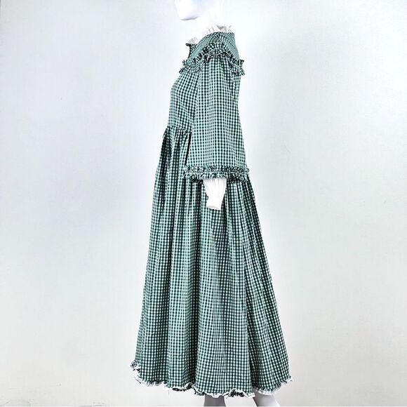 Victorian Choice Dickens Christmas Caroler Costume Civil War Pioneer Plaid Dress - Picture 2 of 8